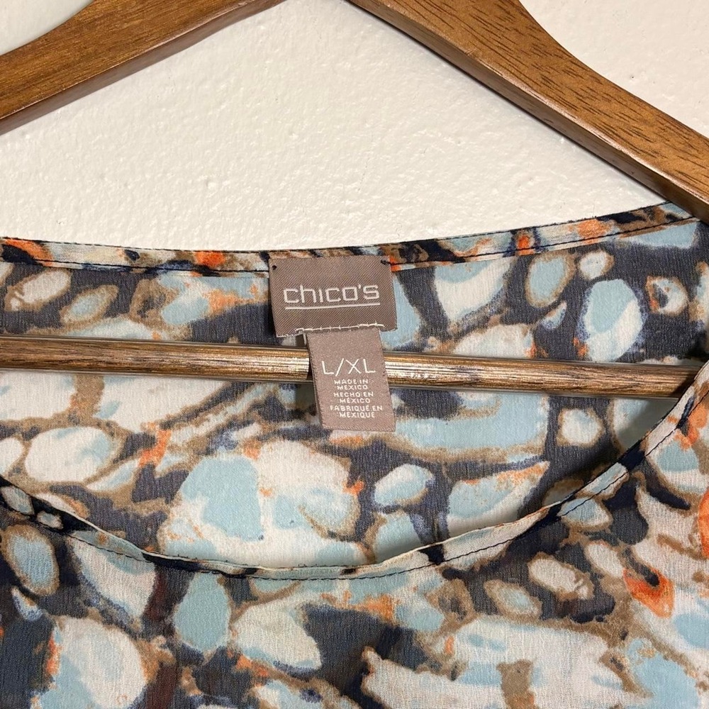 Chicos Women's Size L/XL Poncho Cover Up Artsy Watercolor Blouse Lagenlook - Picture 2 of 3